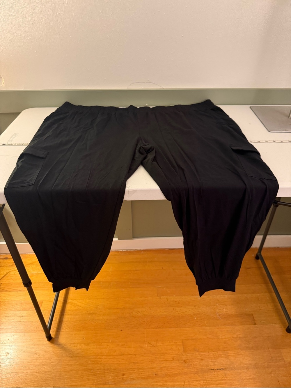 AnyBody Black Cargo Track Joggers with Elastic Ankles